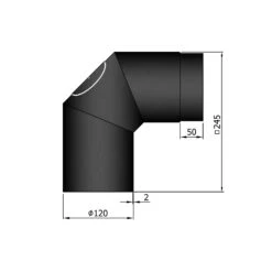 Rauchrohrbogen Stahl 2x 45° Schwarz Mit Tür, Kurz -Brunner Verkäufe 12 2548ewecpssue126