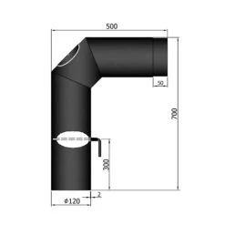 Anschlussrohr Stahl 2x 45° 700 X 500 Mm Schwarz Mit Tür, Drosselklappe -Brunner Verkäufe 12 340nieoctw8ilirz