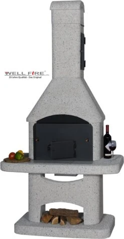 Grillkamin Wellfire NOVA QUATTRO 4 In 1 Weiß Mit Betonhaube