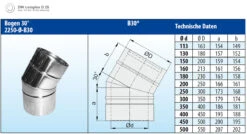 Schornstein Winkel 30° Doppelwandig Verkupfert - Eka Complex D 25 -Brunner Verkäufe 131 1