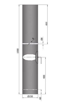 Rauchrohr Stahl 1000 Mm Ø 150 Mm Schwarz Mit Tür, Drosselklappe, Kondensring, Kugelfang 7 Rauchrohr Stahl 1000 Mm Ø 150 Mm Schwarz Mit Tür, Drosselklappe, Kondensring, Kugelfang -Brunner Verkäufe 1840 1