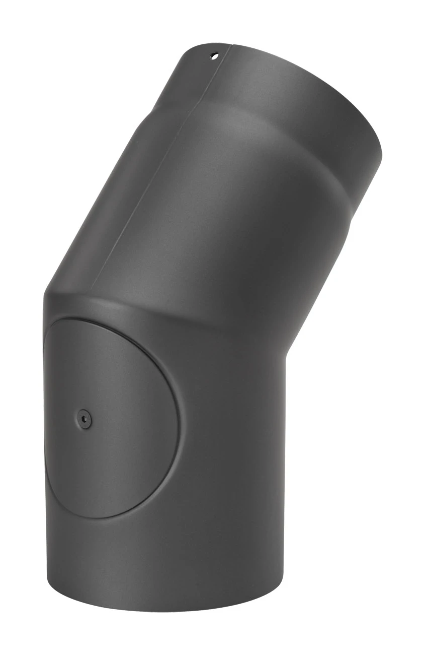 Rauchrohrbogen Stahl 45° Mit Tür Schwarz 5 Rauchrohrbogen Stahl 45° Mit Tür Schwarz – Bild 3