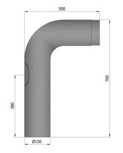 Anschlussrohr Stahl 90° 700 X 500 Mm Ø 150 Mm Schwarz, Gezogen Mit Tür -Brunner Verkäufe 1871 1
