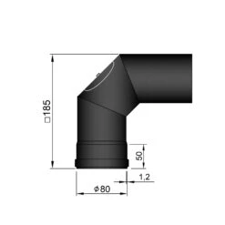 Pellet-Ofenrohrbogen Stahl 90° Schwarz Mit Tür -Brunner Verkäufe 19 252czqf4acay43wh