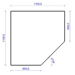 Kamin Bodenplatte, 2 Mm Stahl, Fünfeck 1100 X 1100 Mm, Schwarz