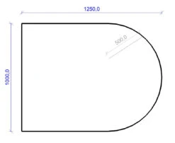 Kamin Bodenplatte, 2 Mm Stahl, Rundbogen 1000 X 1250 Mm, Hellgrau