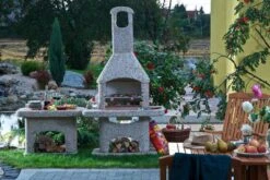 Grillkamin Wellfire NOVA Braun Mit Betonhaube Und Beistelltisch -Brunner Verkäufe 2293 2