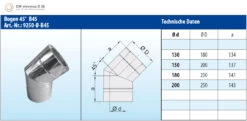 Schornstein Winkel 45° Doppelwandig - Eka Chromos D 25 -Brunner Verkäufe 3922 1