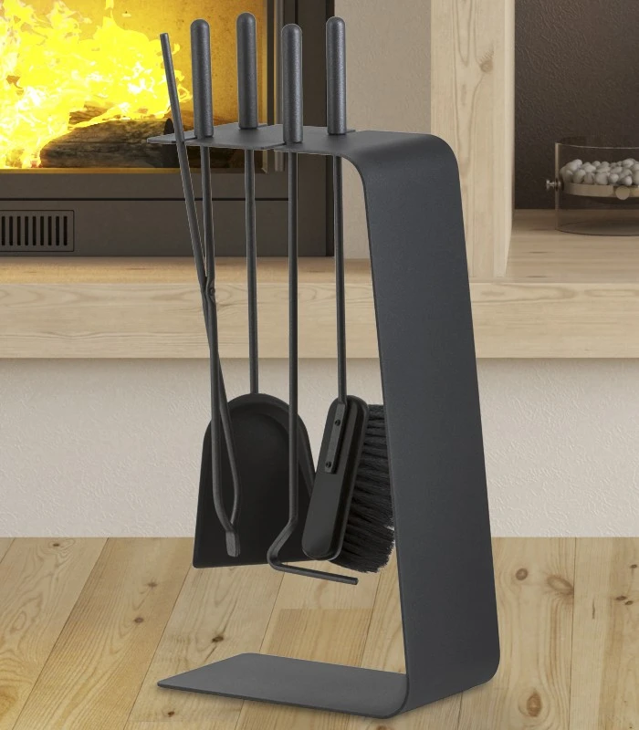 Kaminbesteck Stahl Graphitgrau Heibi, 4-teilig 6 Kaminbesteck Stahl Graphitgrau Heibi, 4-teilig – Bild 4