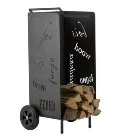 Kaminholzwagen Stahl Mit Schriftzug Heibi, Graphitgrau