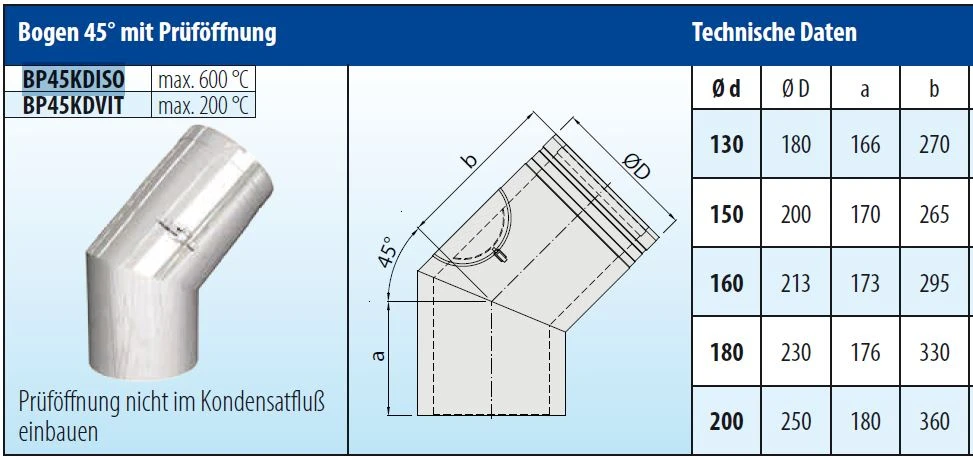 Schornstein Winkel 45° Mit Prüföffnung Doppelwandig - Eka Cosmos D 25 12 Schornstein Winkel 45° Mit Prüföffnung Doppelwandig - Eka Cosmos D 25 – Bild 10