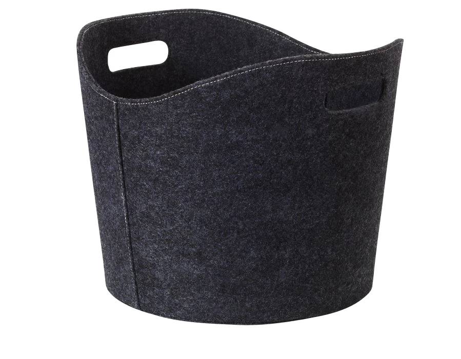 Holzkorb Filz Rund Ø 39 X 31 Cm, Anthrazit 4 Holzkorb Filz Rund Ø 39 X 31 Cm, Anthrazit – Bild 2